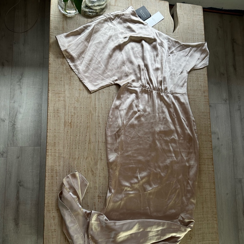 Champagne Satin Maxi Dress New with Tags